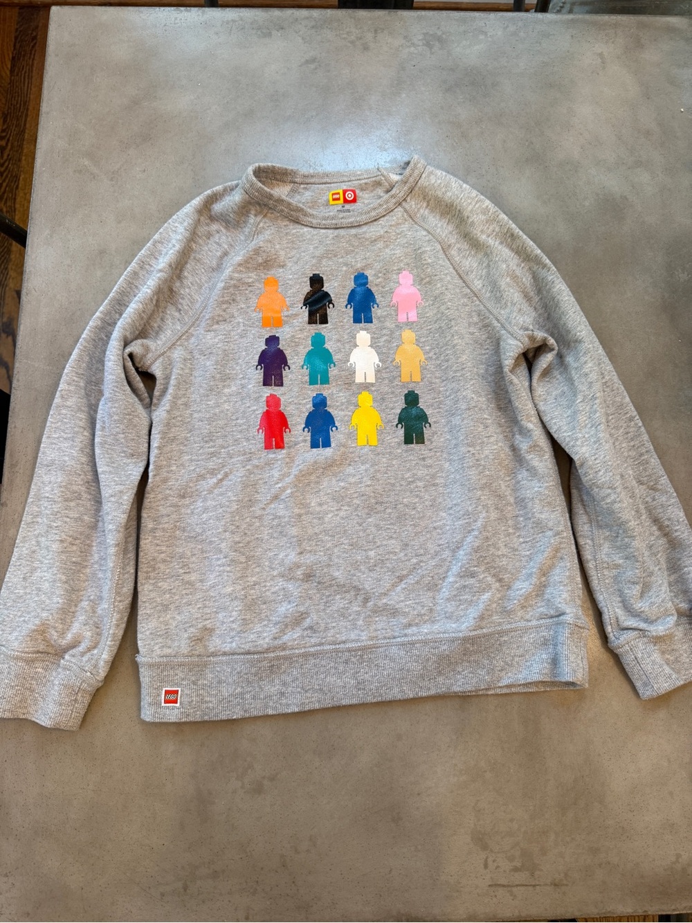Lego Boy’s Light Gray Crewneck Sweatshirt with Multicolor Minifigure Print
